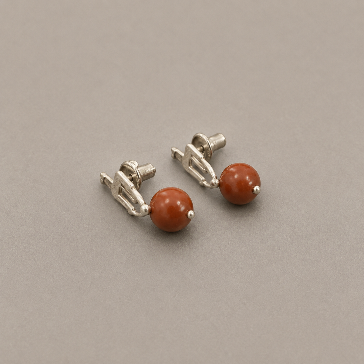Youma Red Stone Round Bead Drop Earrings