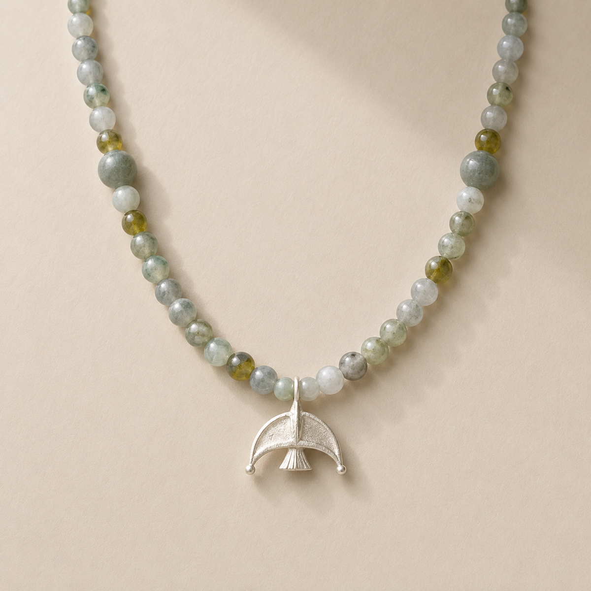 Oracle Bird Sterling Silver Crystal Beaded Long Necklace