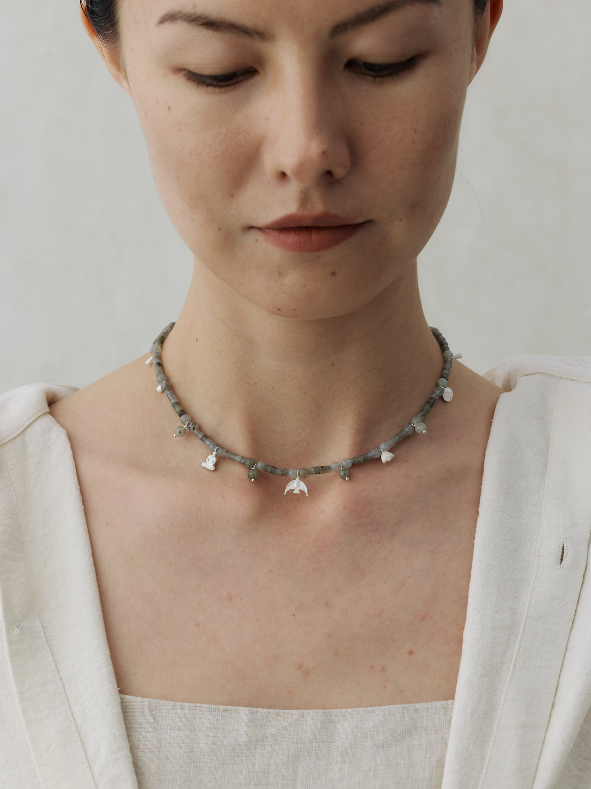 Oracle Bird Sterling Silver Crystal Multi-Pendant Beaded Necklace