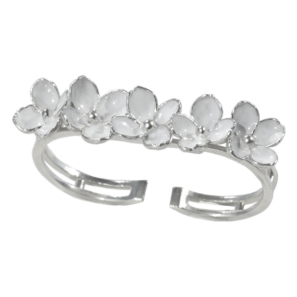 Nanyang Porcelain White Double-Finger Floral Ring