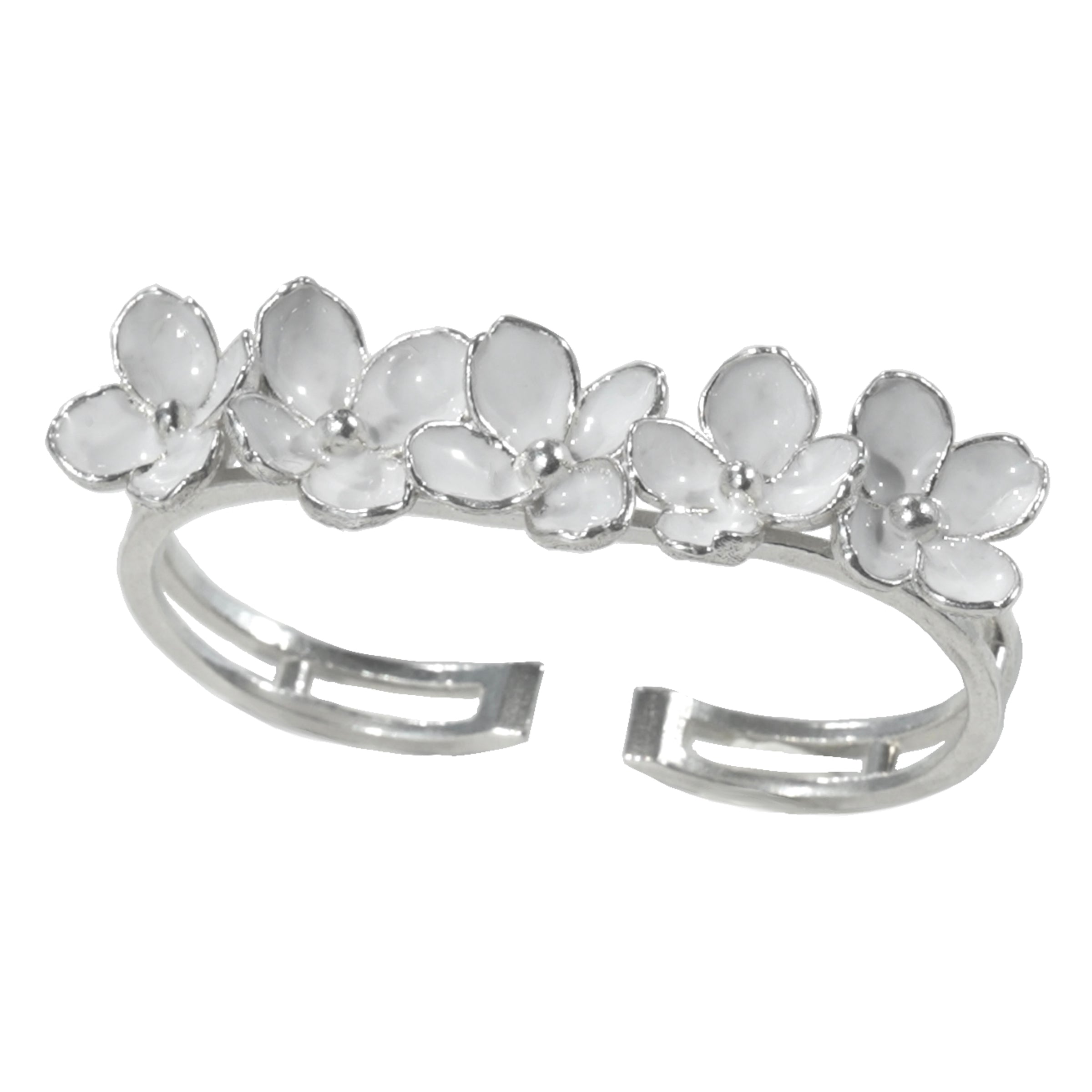 Nanyang Porcelain White Double-Finger Floral Ring