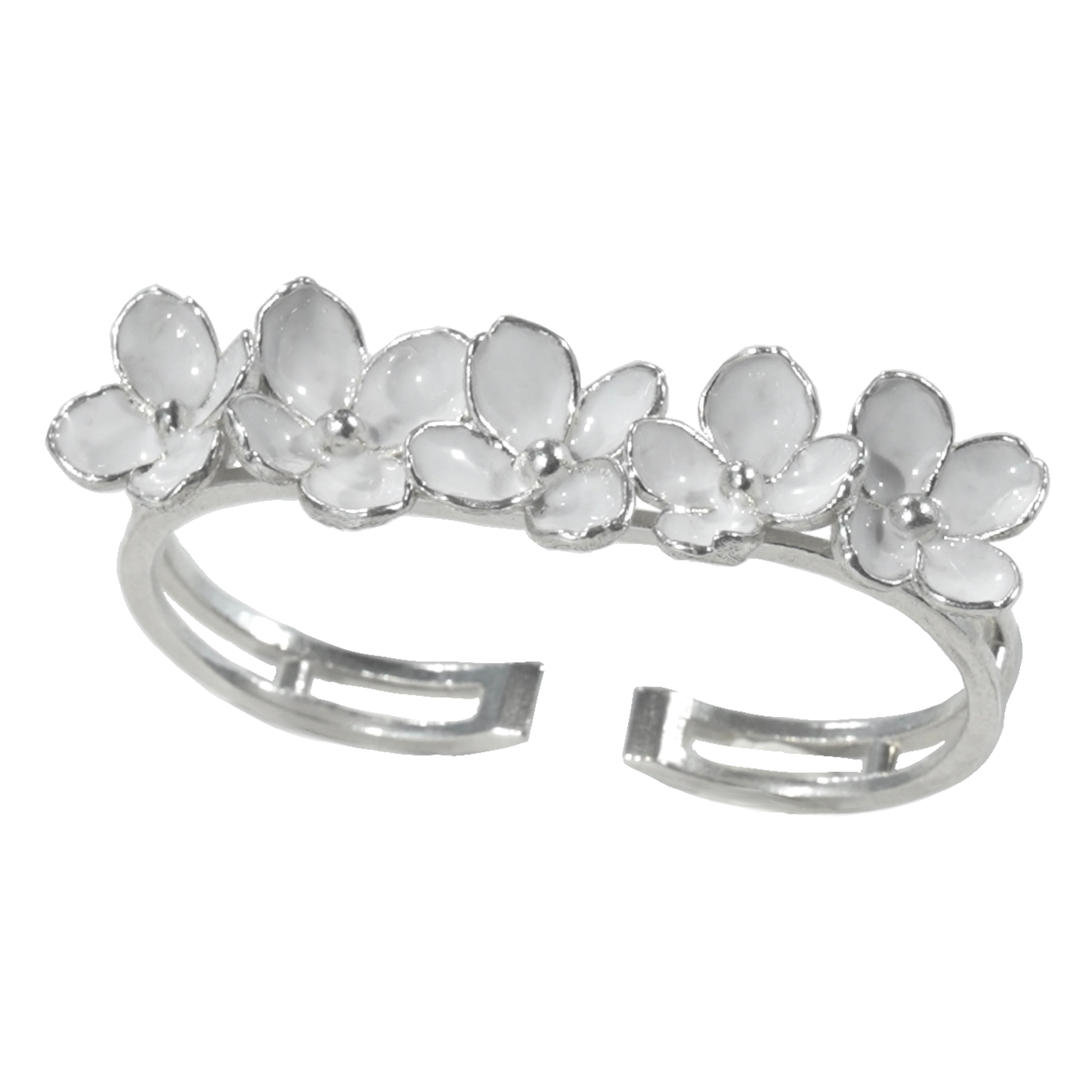 Nanyang Porcelain White Double-Finger Floral Ring