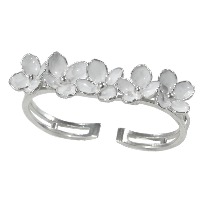 Nanyang Porcelain White Double-Finger Floral Ring