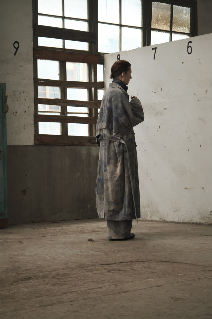 Concealed Placket Batwing Long Coat