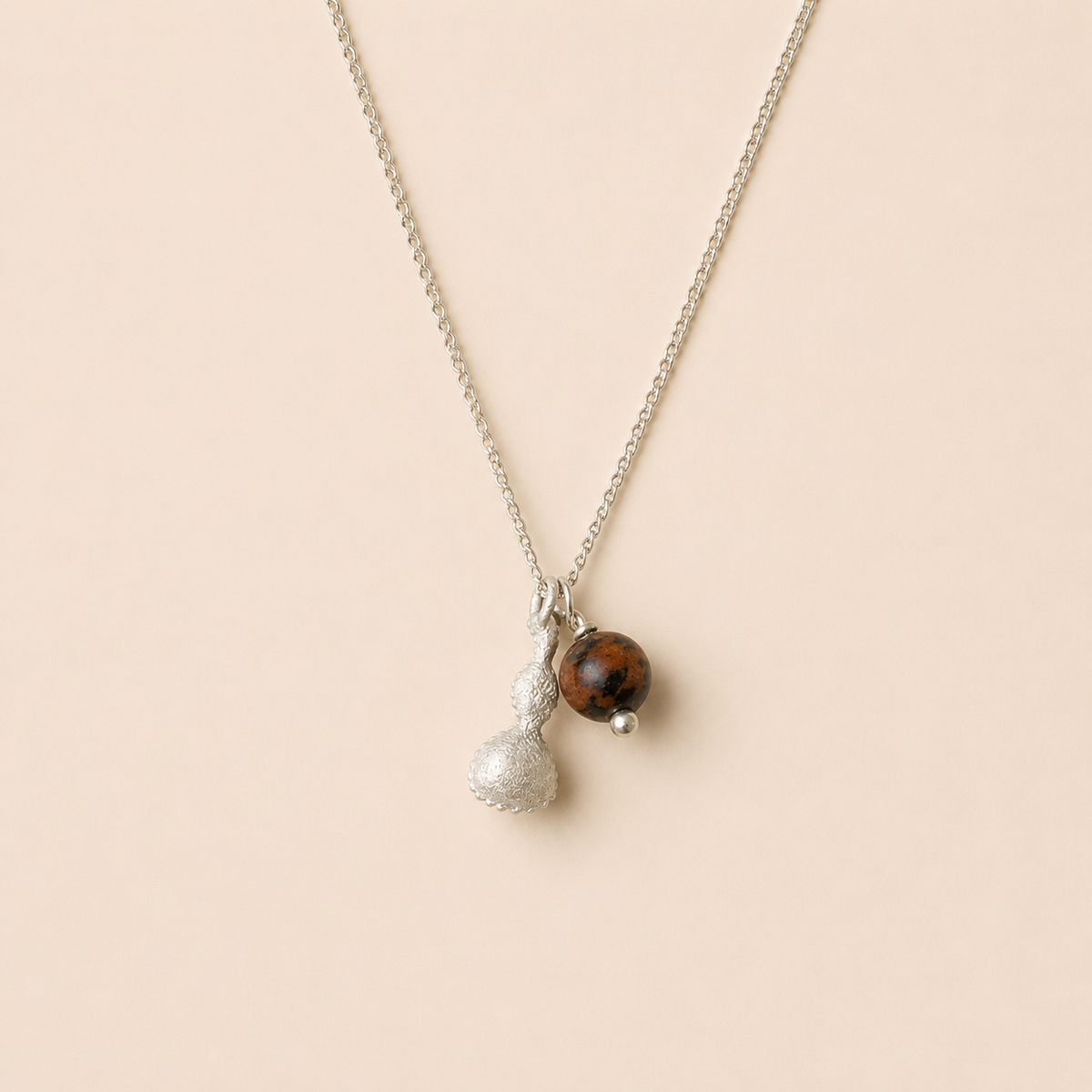 Zizai Gourd Sterling Silver Golden Swan Stone Pendant Necklace