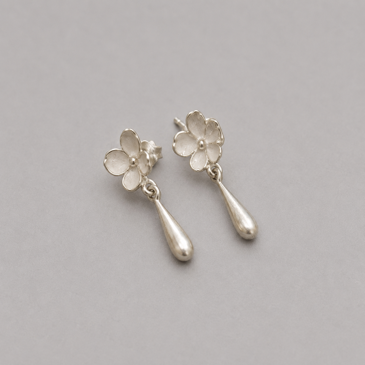 Nanyang Porcelain White Minimal Drop Stud Earrings