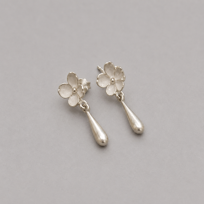 Nanyang Porcelain White Minimal Drop Stud Earrings