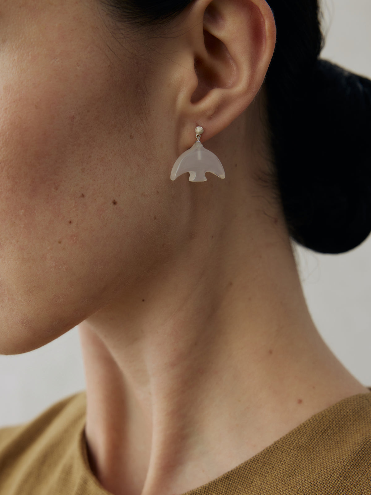 Oracle Bird Sterling Silver Grey Agate Drop Earrings