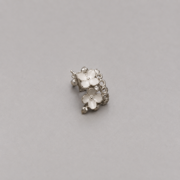 Nanyang Porcelain White Framed Floral Ear Cuffs