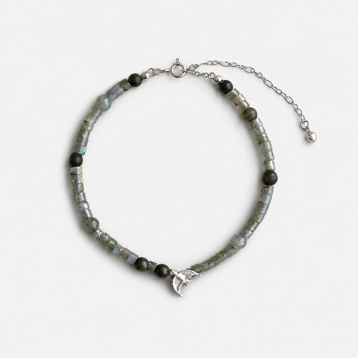 Oracle Bird Sterling Silver Beaded Bracelet