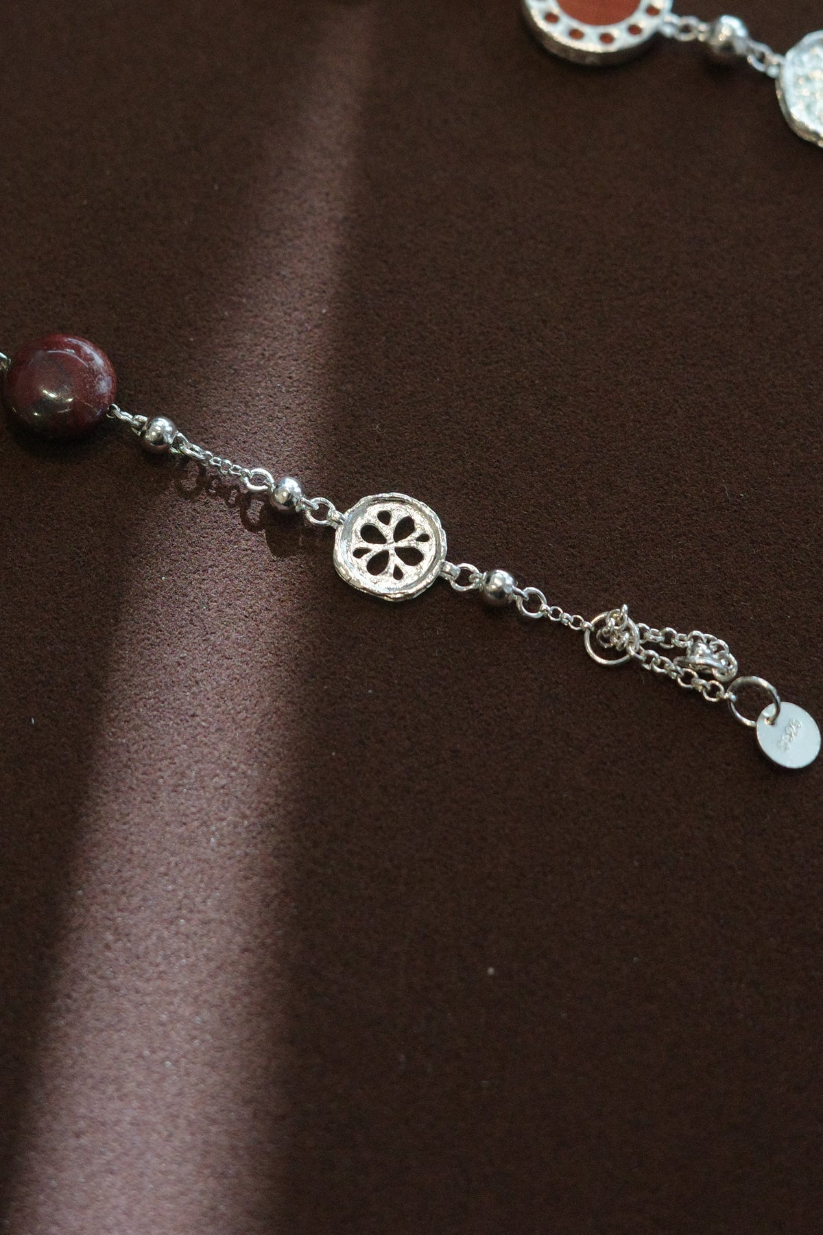 Crimson Lotus Red Stone Beaded Bracelet