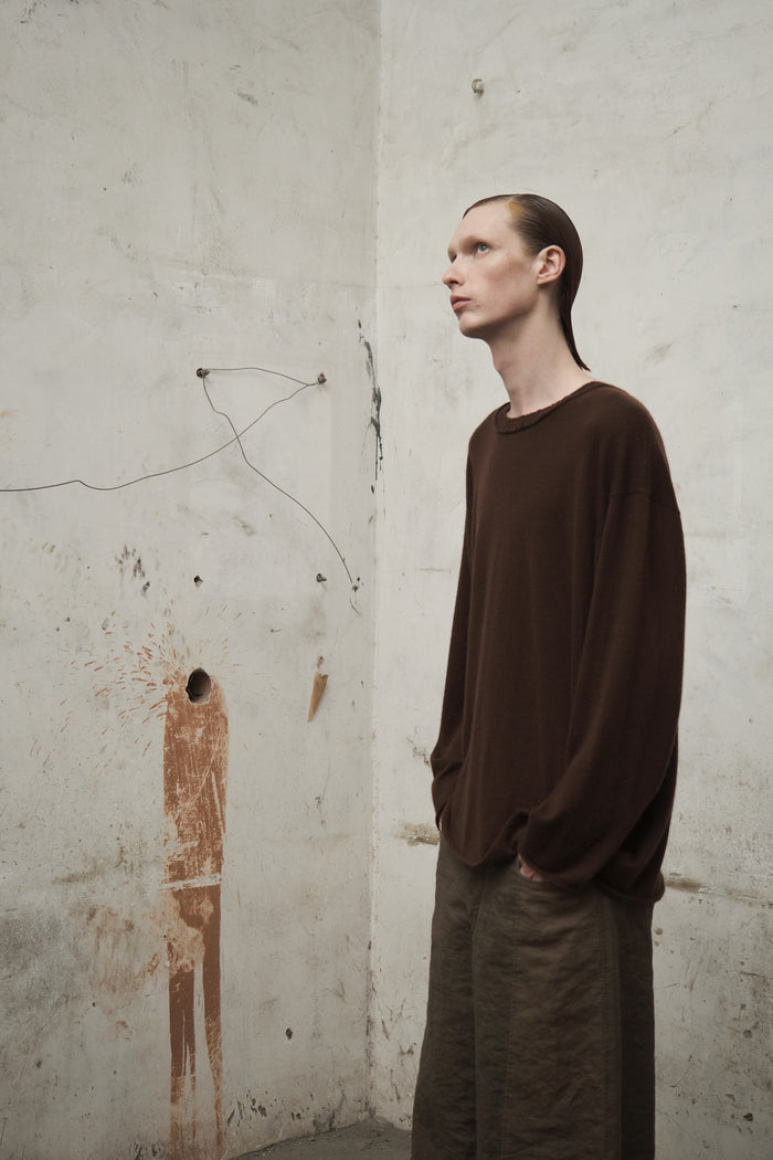 Cashmere Distressed Edge Knit (Dark Brown)