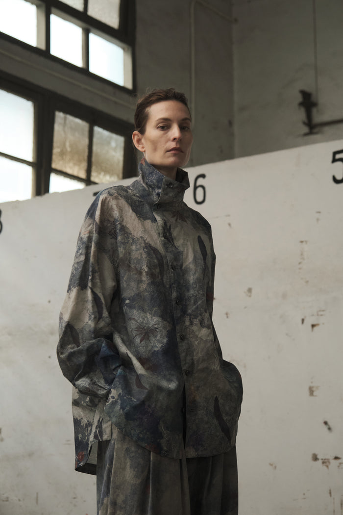 Asymmetric Placket Collared Shirt