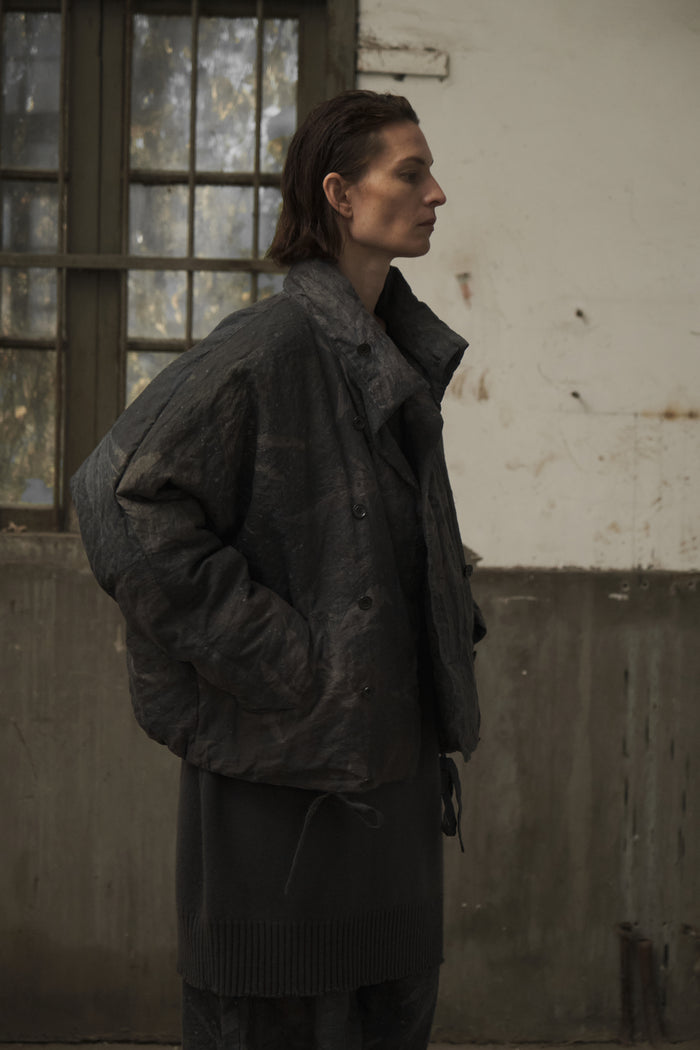 Double-Breasted Cropped Down Jacket