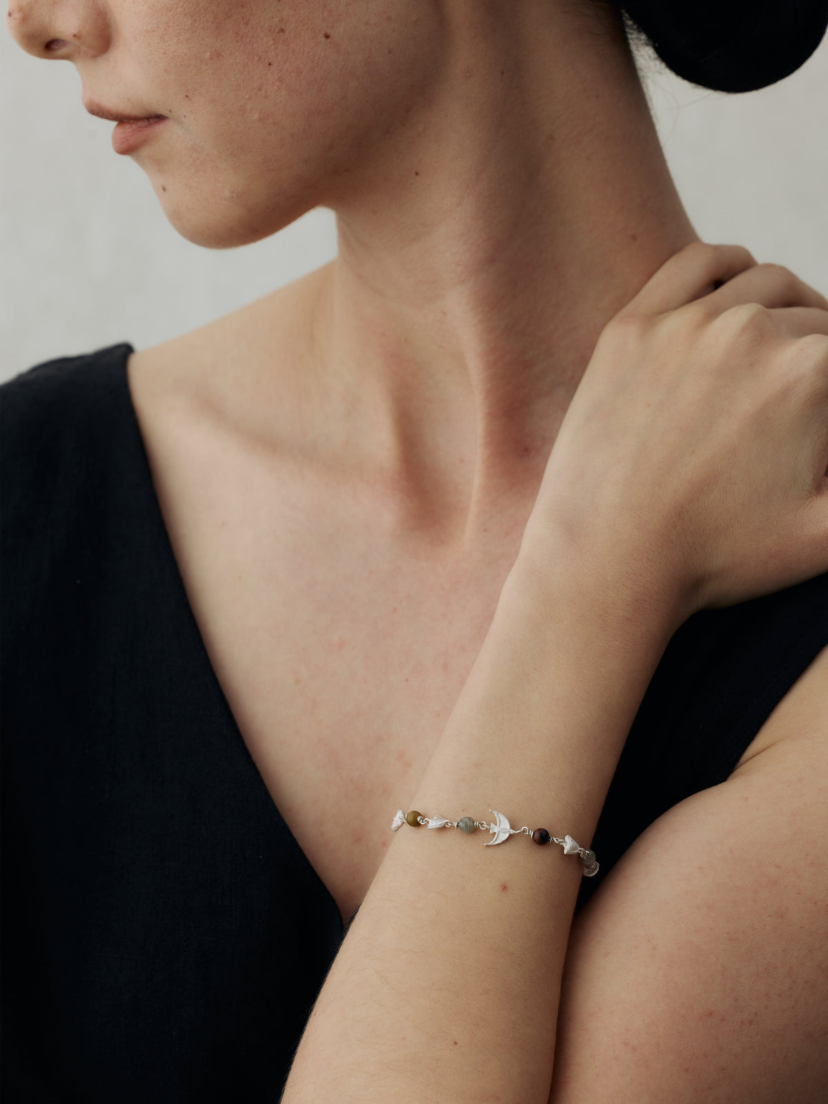 Qianshan Sterling Silver Multi-Gem Bracelet