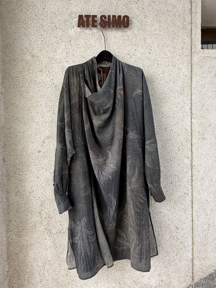 Cowl Neck Long Shirt (Grey)