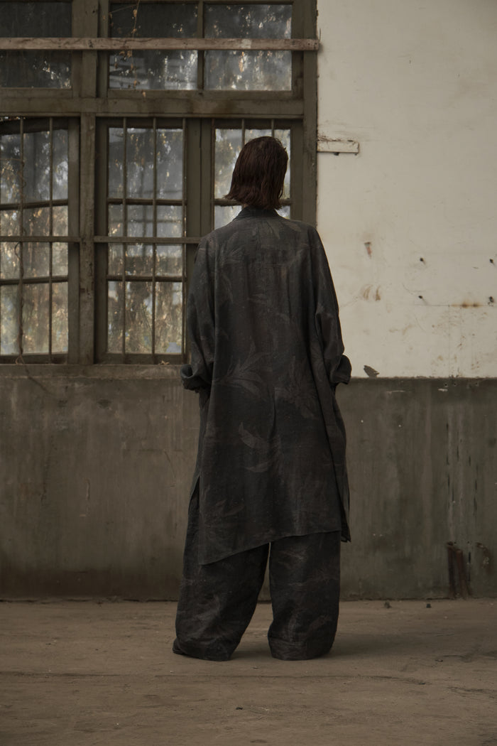 Cowl Neck Long Shirt (Grey)