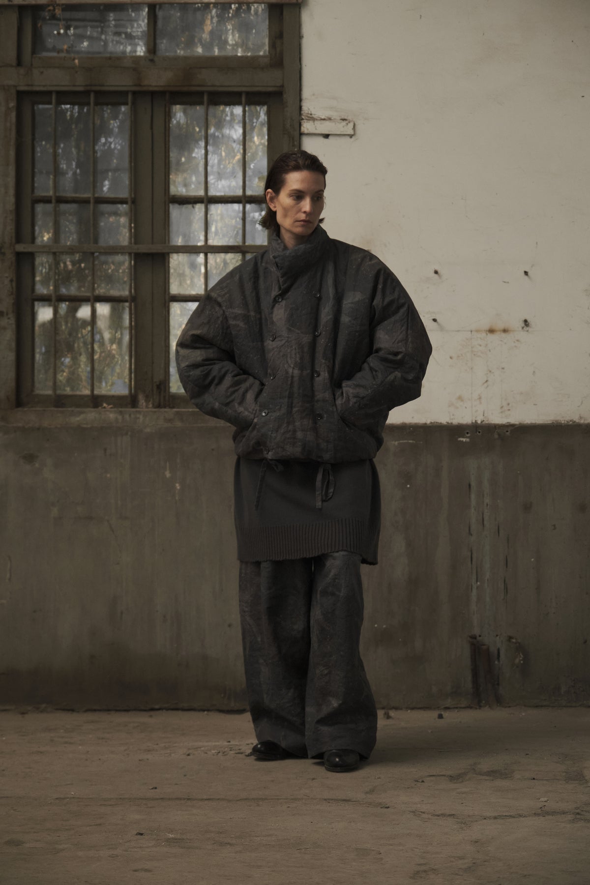 Double-Breasted Cropped Down Jacket