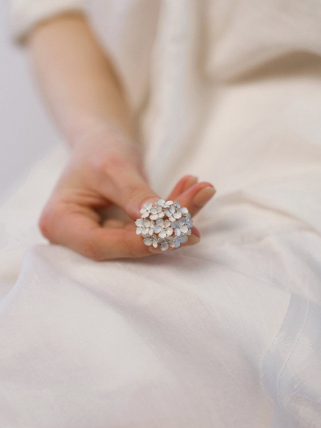 Nanyang Porcelain White Dome Floral Ring