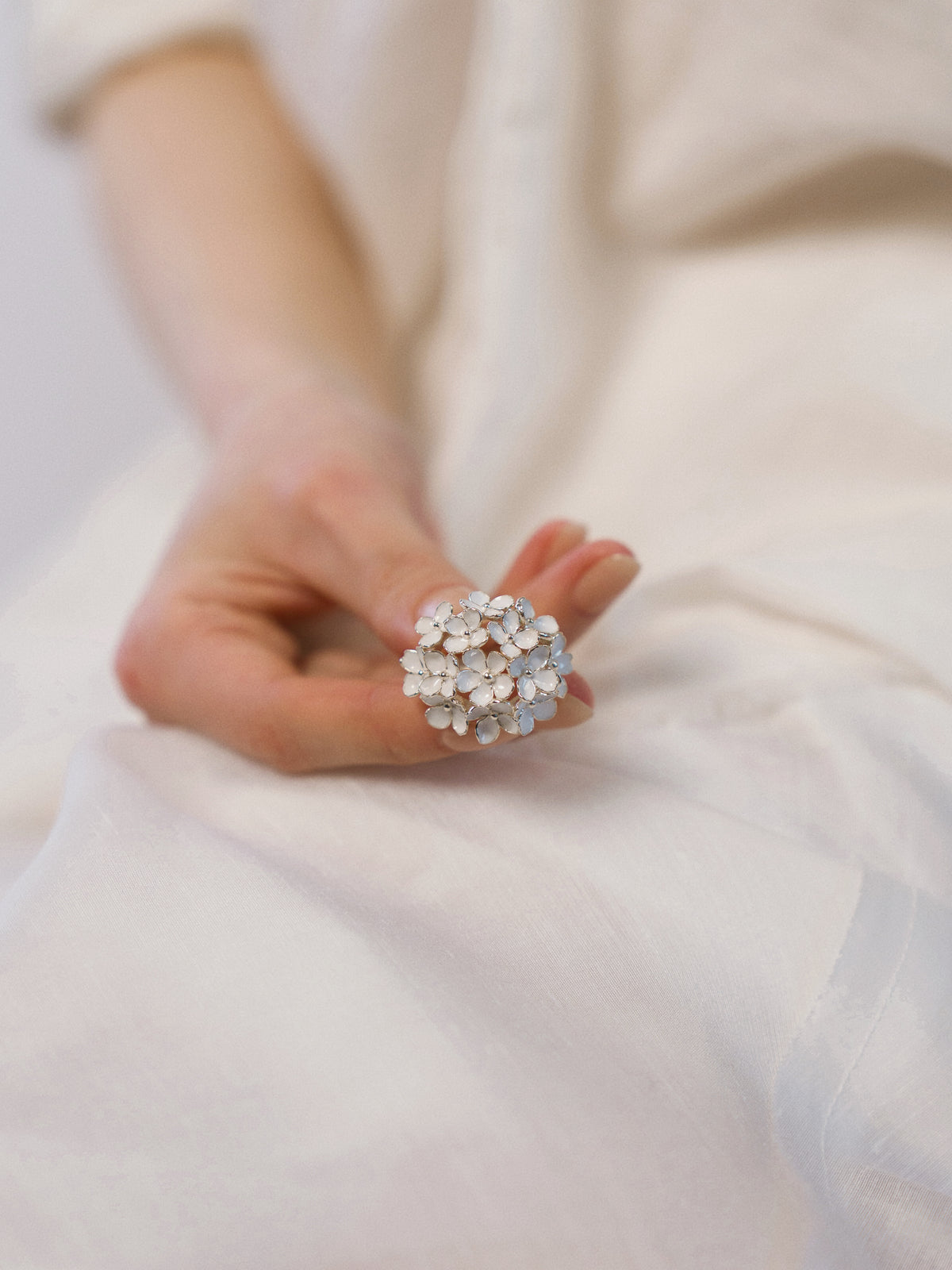 Nanyang Porcelain White Dome Floral Ring