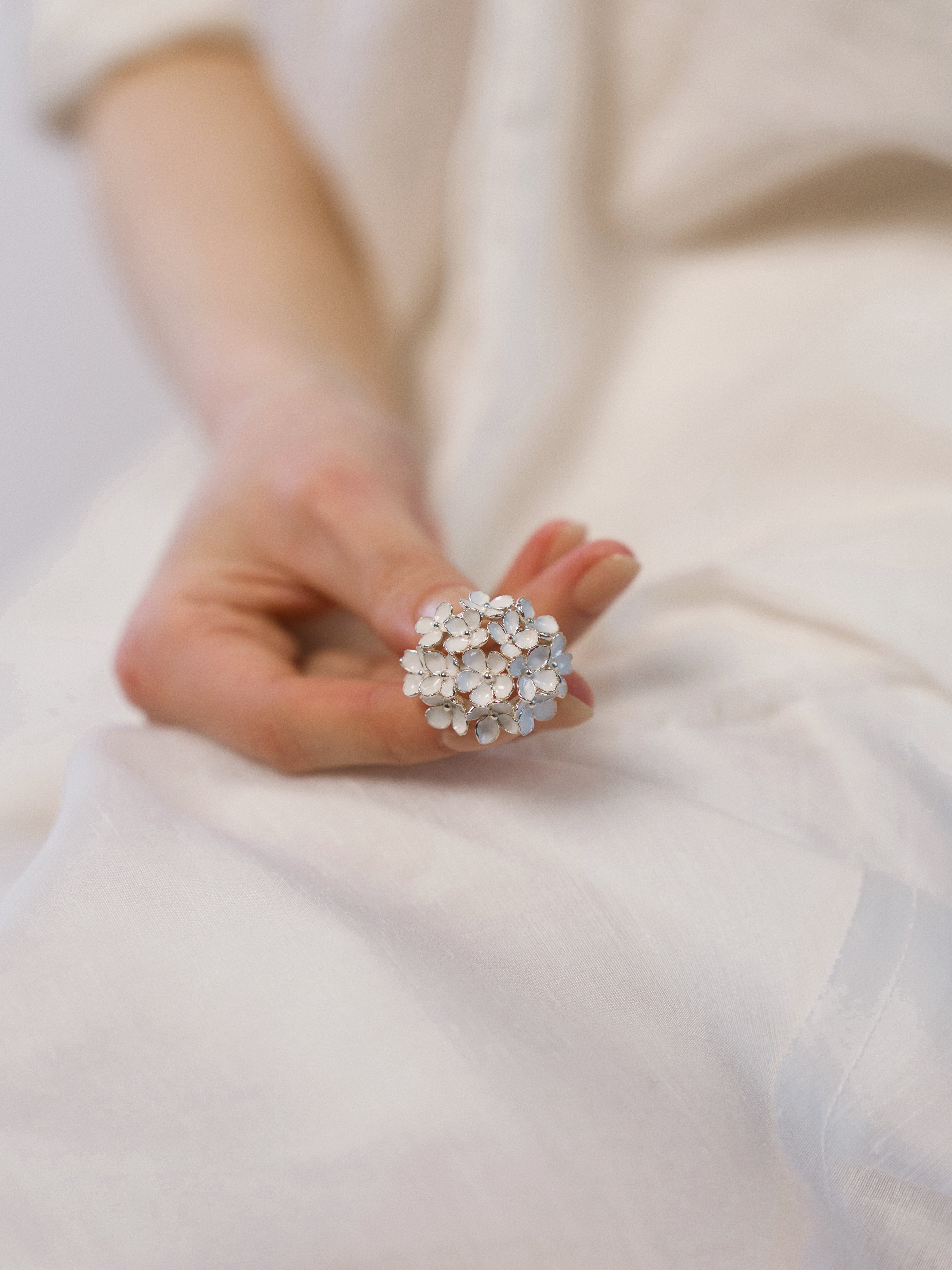 Nanyang Porcelain White Dome Floral Ring