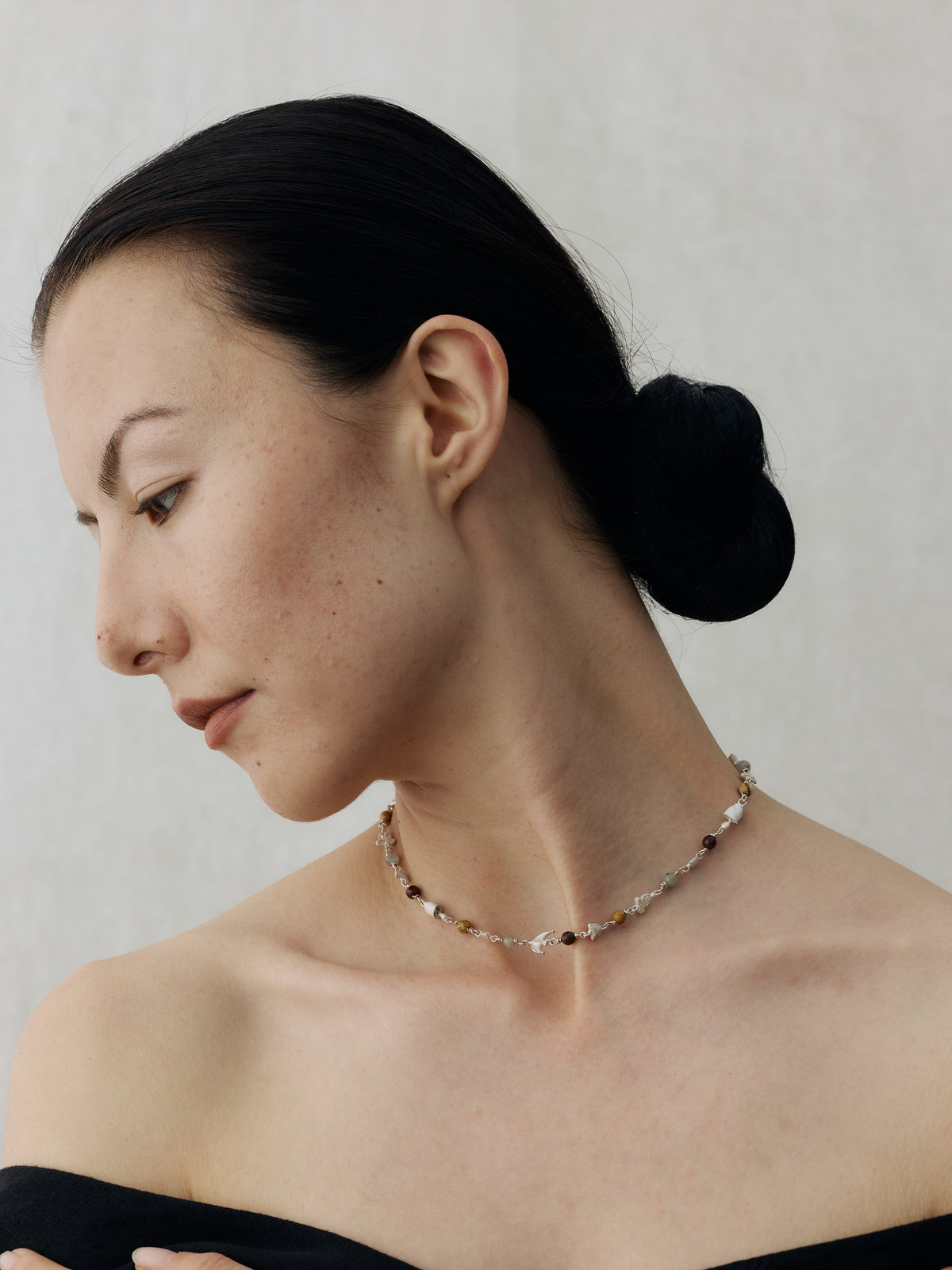 Qianshan Sterling Silver Multi-Gem Necklace