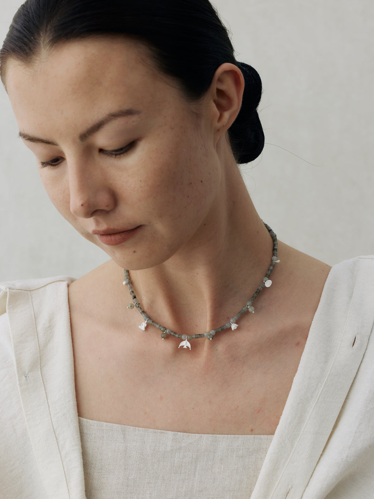 Oracle Bird Sterling Silver Crystal Multi-Pendant Beaded Necklace