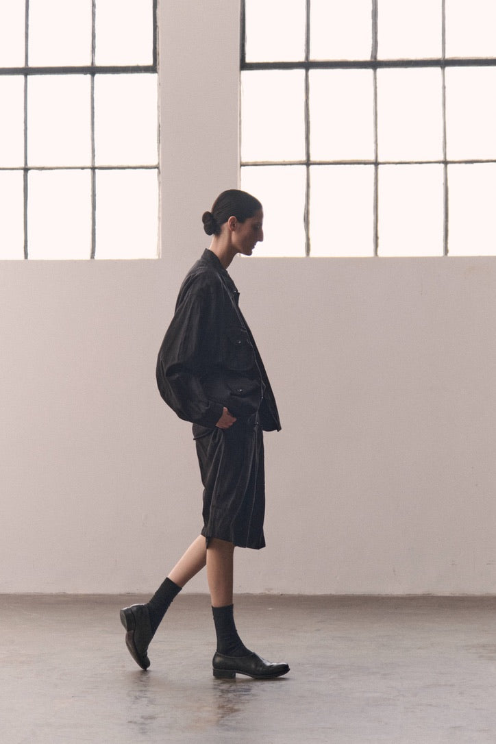 Double-pleat relaxed-fit shorts