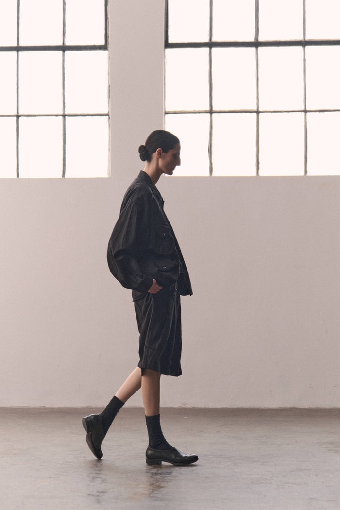 Double-pleat relaxed-fit shorts