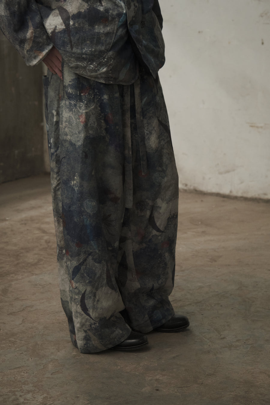 Drawstring Wide-Leg Trousers (Digital Printed)