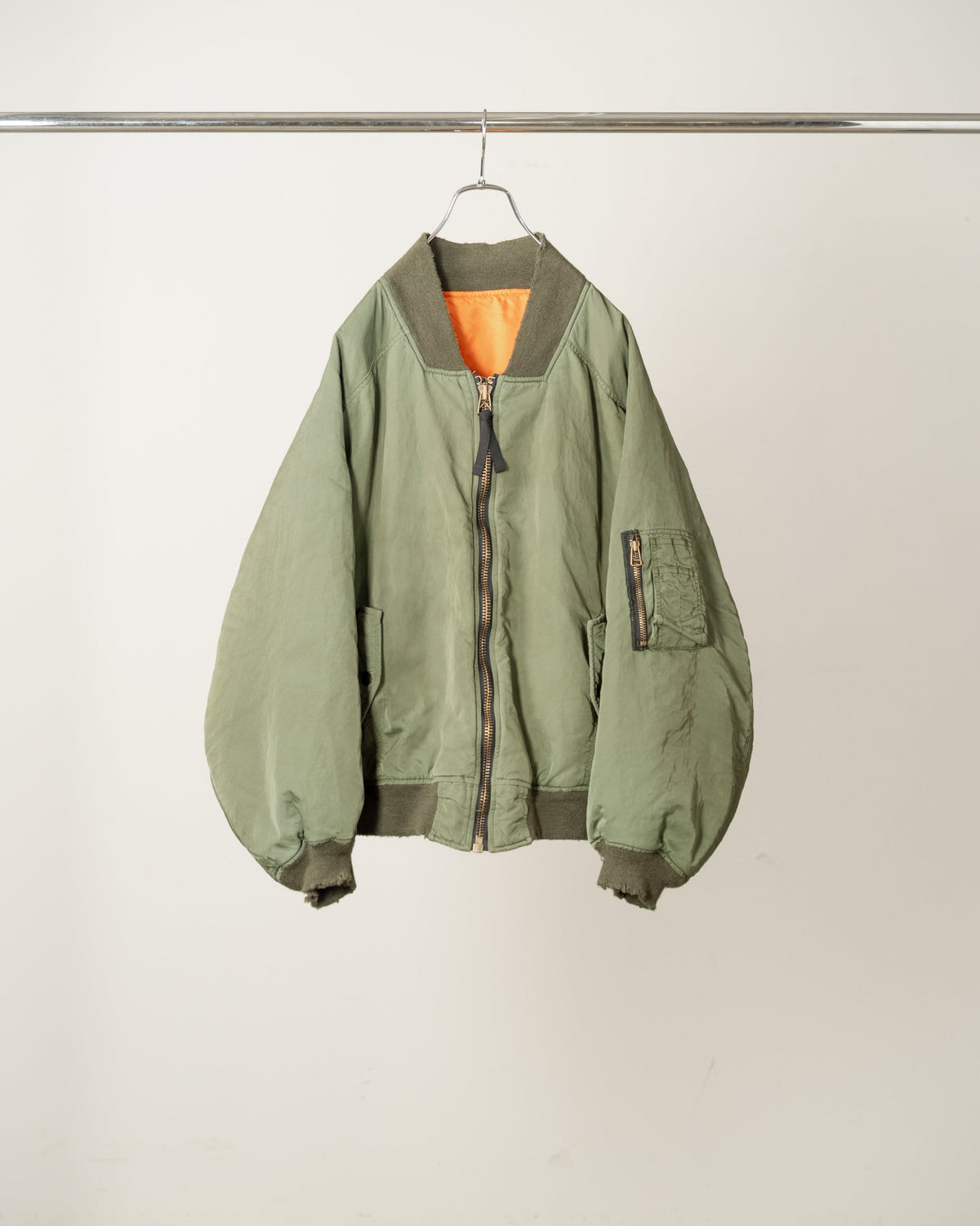 ANCELLM Aging Bomber Jacket, Khaki, front