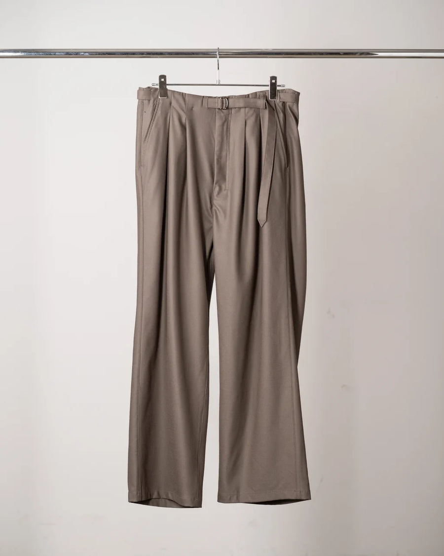 Wool Satin Belt-Less Slacks