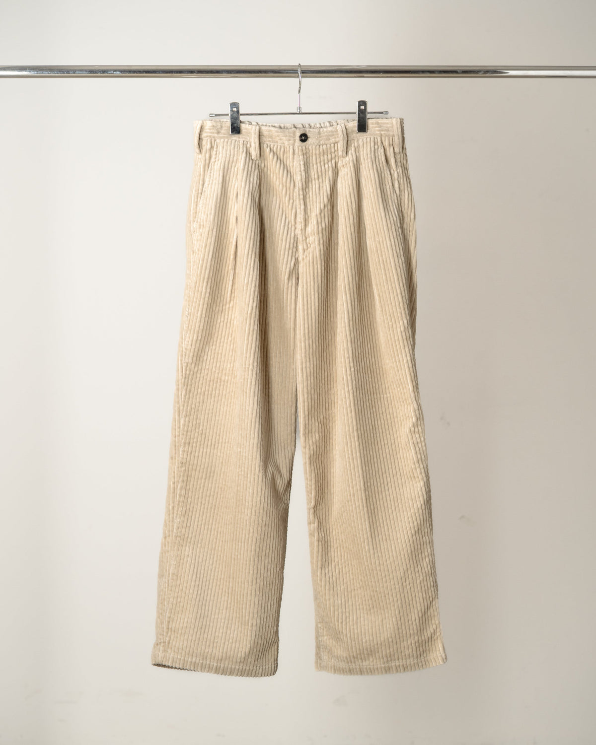 ANCELLM Corduroy Wide Slacks, Ivory, front