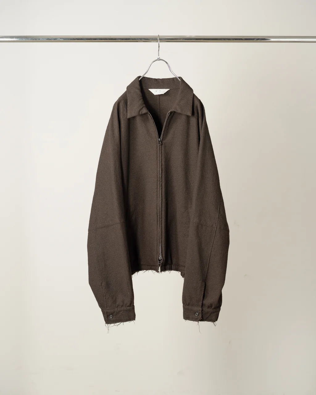 Shrink Wool Zip-Up Shirt Jacket