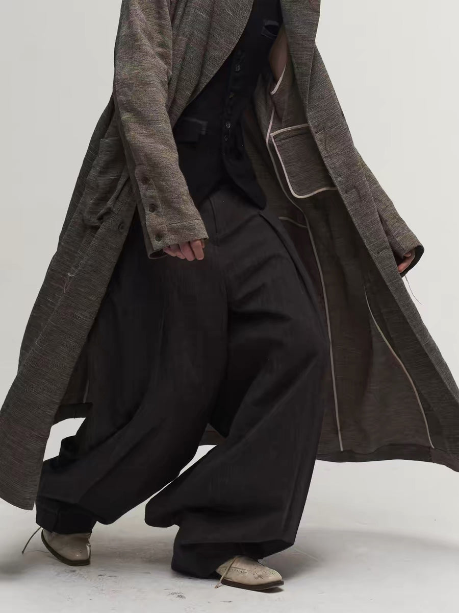 Curved High-Waist Lantern Pants