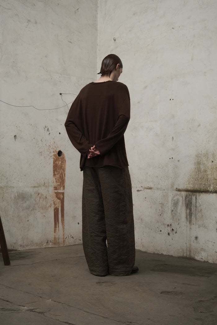 Cashmere Distressed Edge Knit (Dark Brown)