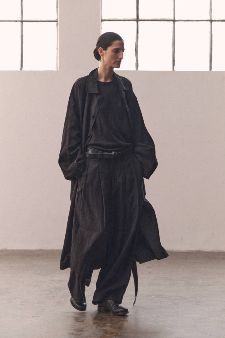 Collared longline trench coat