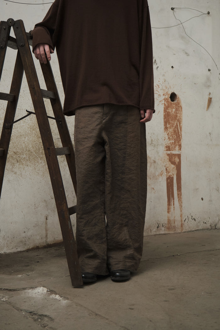 Panelled Construction Trousers (Washed Brown)