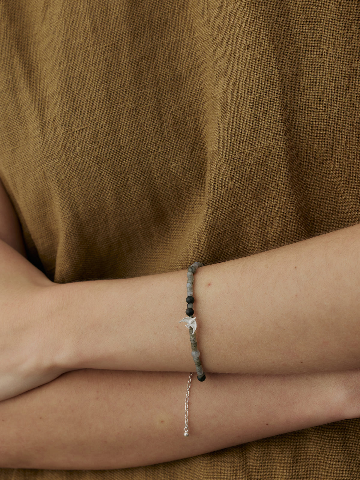 Oracle Bird Sterling Silver Beaded Bracelet
