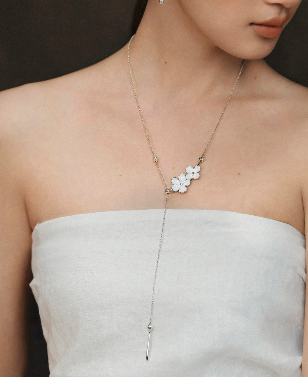 Nanyang Porcelain White Minimal Drop Necklace