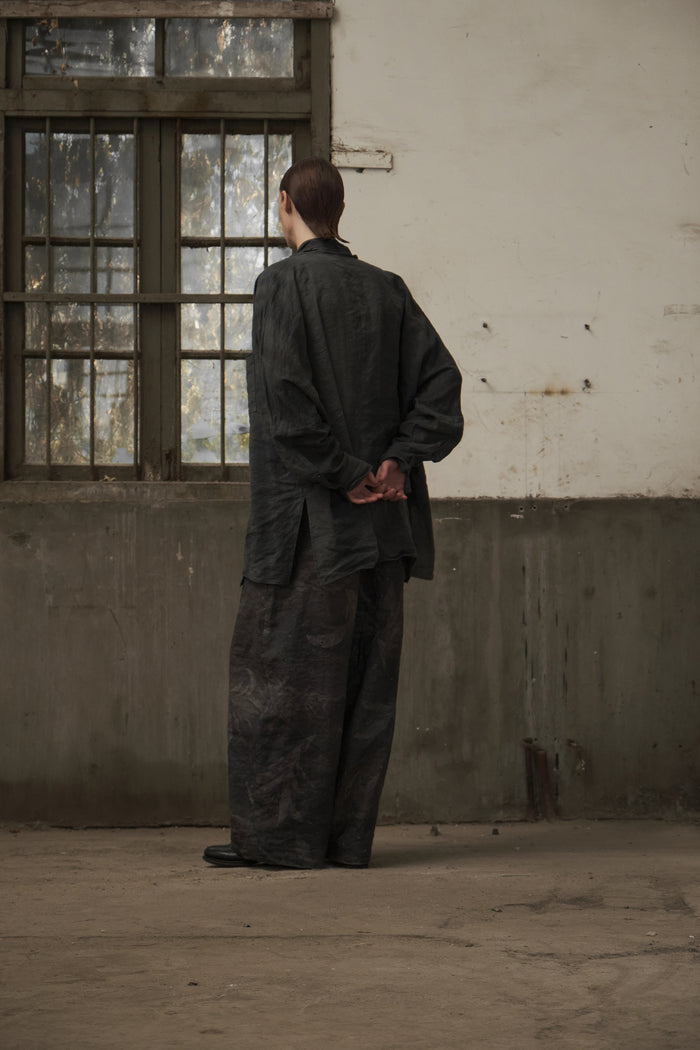 Drawstring Wide-Leg Trousers (Dark Grey)