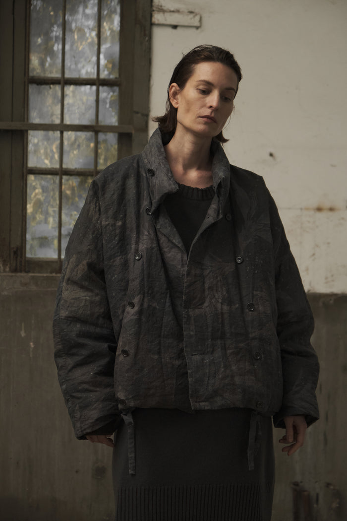 Double-Breasted Cropped Down Jacket