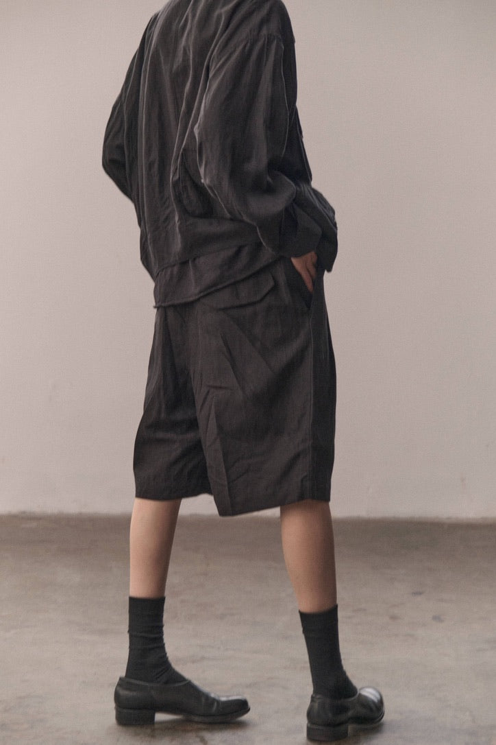 Double-pleat relaxed-fit shorts