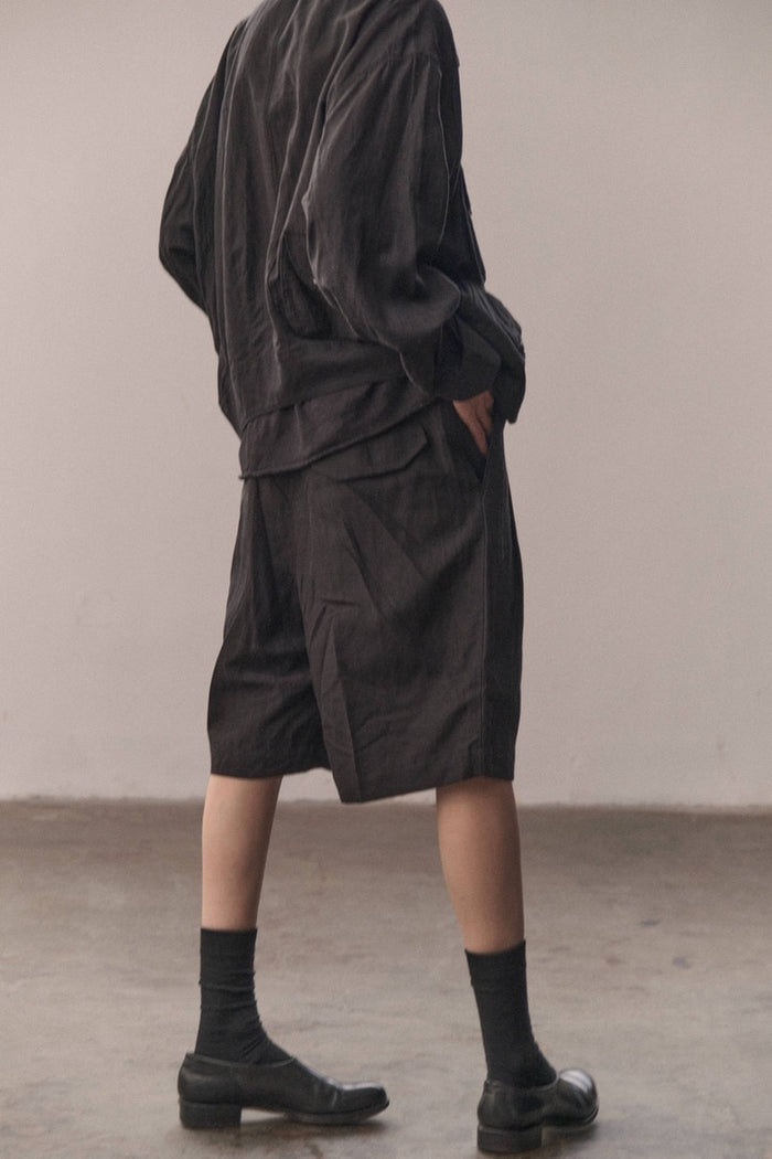 Double-pleat relaxed-fit shorts