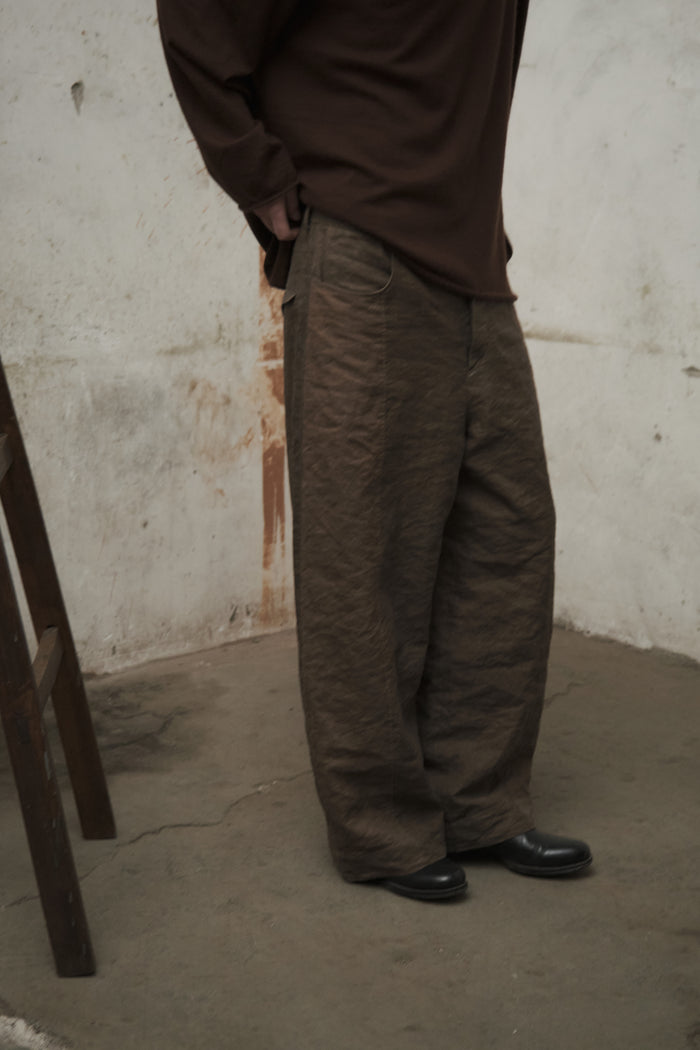 Panelled Construction Trousers (Washed Brown)