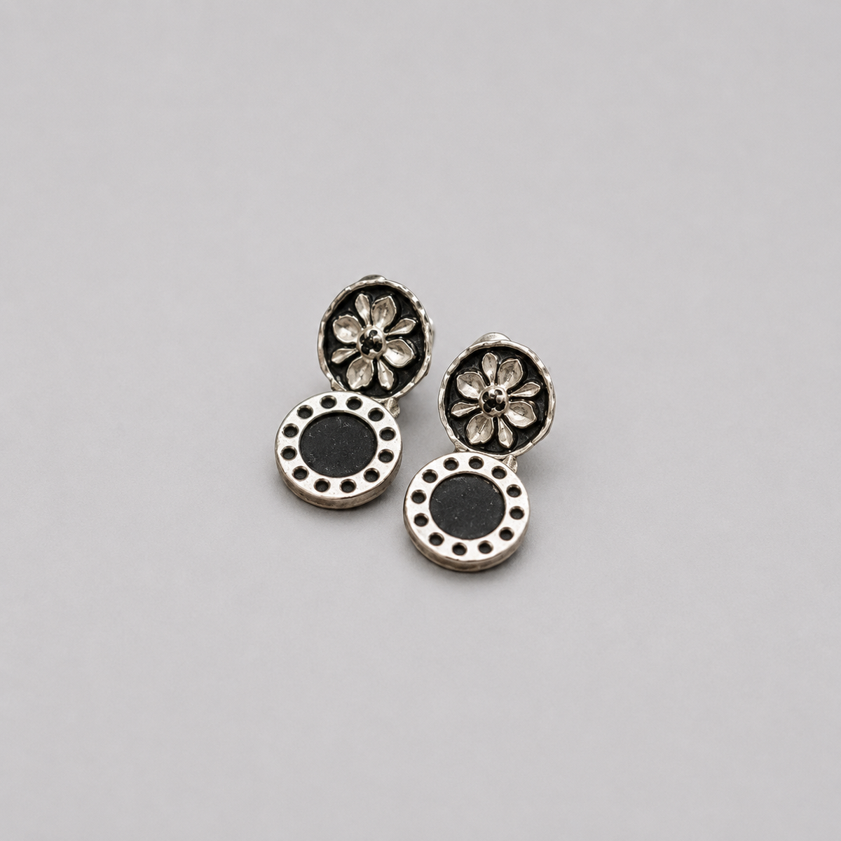 Shadow Lotus Beaded Stud Earrings