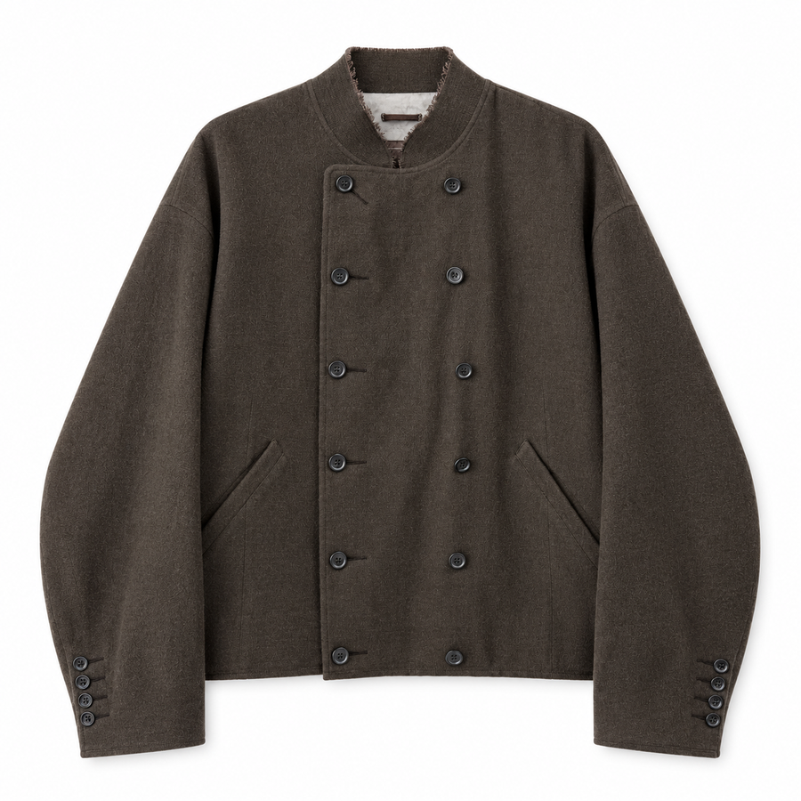 Double-Breasted Stand Collar Cropped Jacket