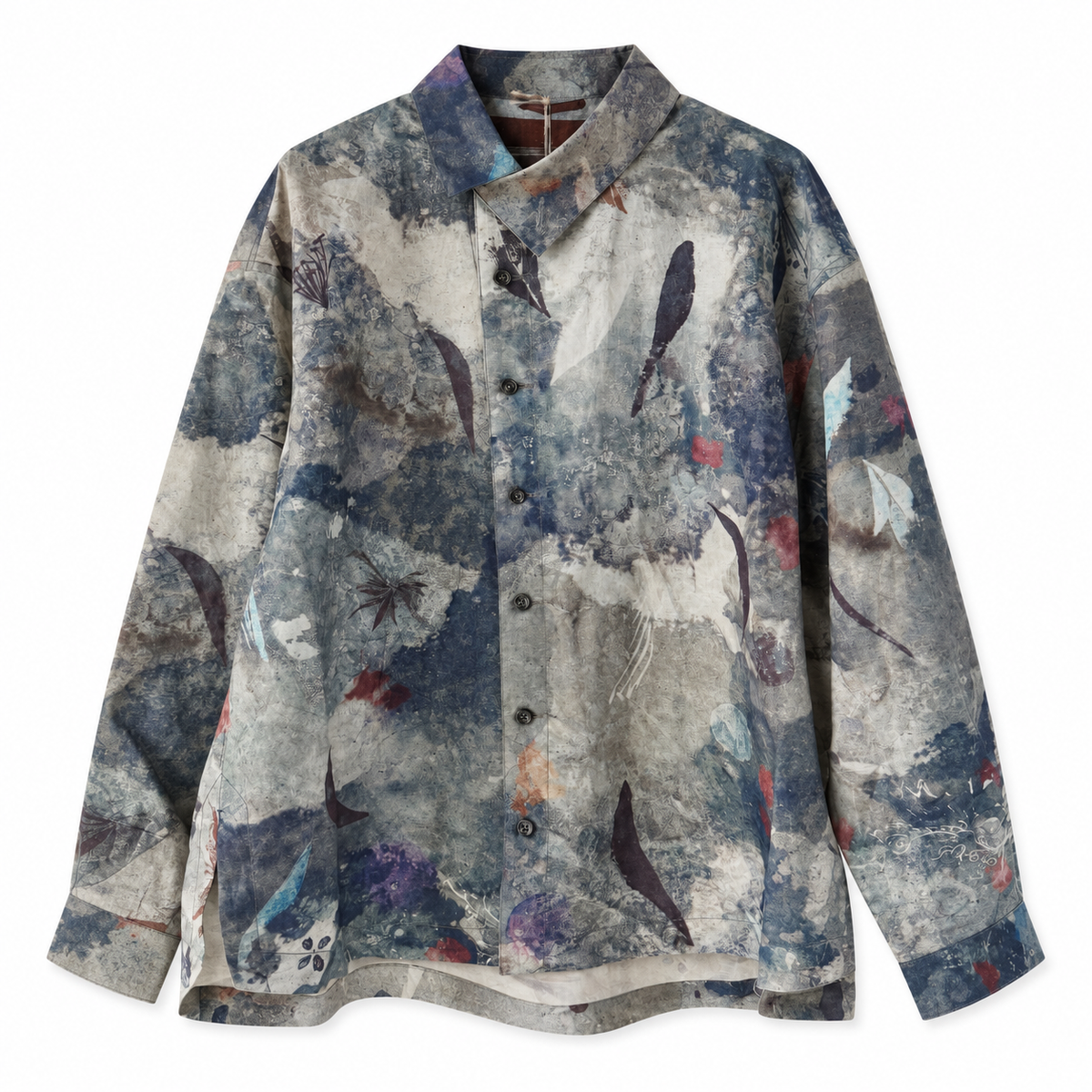 Asymmetric Placket Collared Shirt