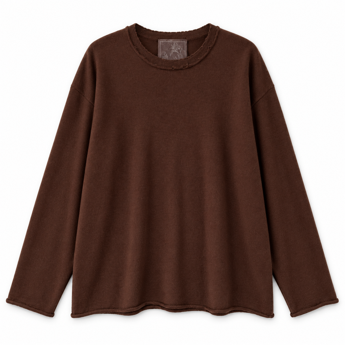 Cashmere Distressed Edge Knit (Dark Brown)