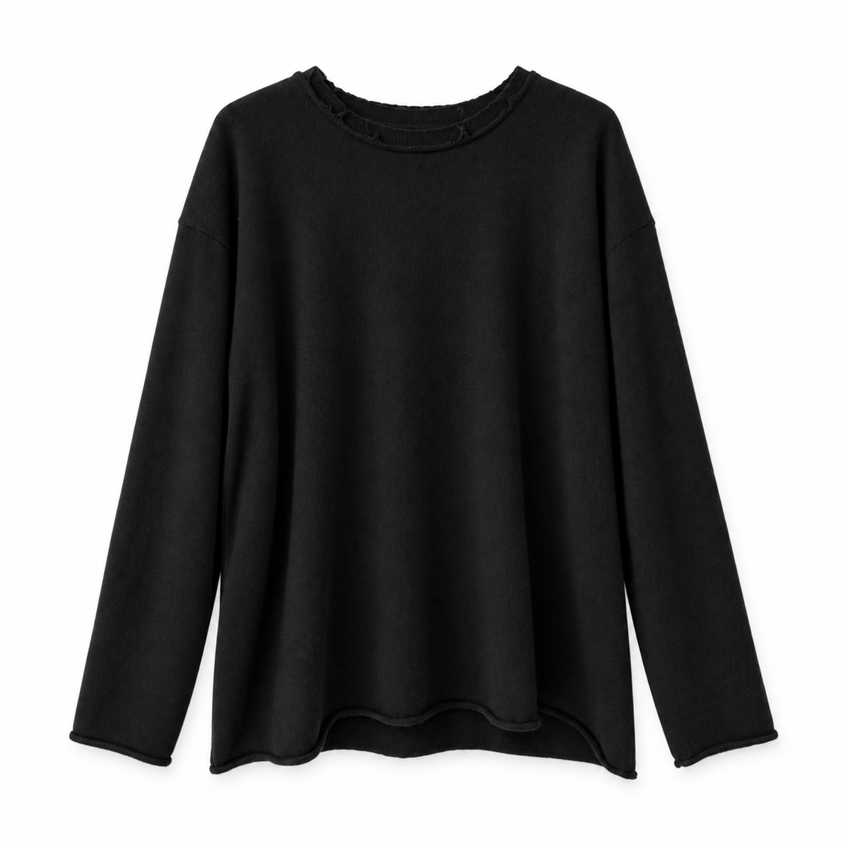 Cashmere Distressed Edge Knit (Black)